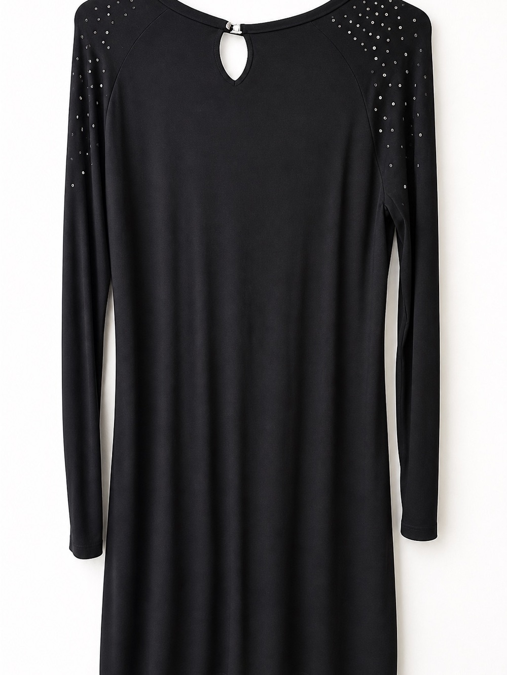 Studded Black Long-Sleeve Keyhole Dress